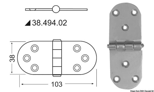 Cerniera Inox 103x38 Mm Sporgente